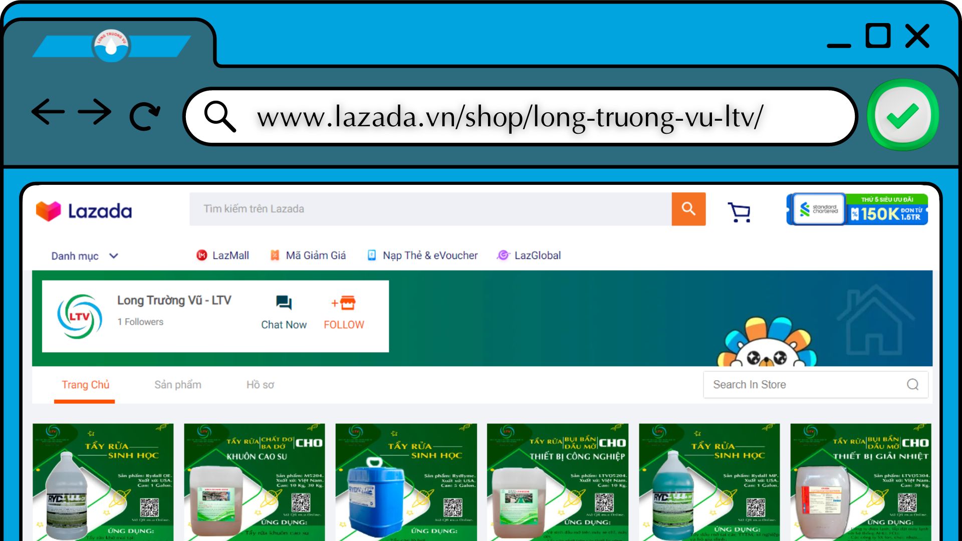 Trang gian hàng TMDT Lazada của Long Trường Vũ